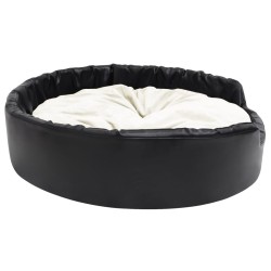 Lit pour chiens Noir et beige 99x89x21 cm Peluche et similicuir 