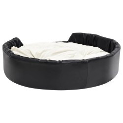 Lit pour chiens Noir et beige 99x89x21 cm Peluche et similicuir 