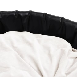 Lit pour chiens Noir et beige 99x89x21 cm Peluche et similicuir 