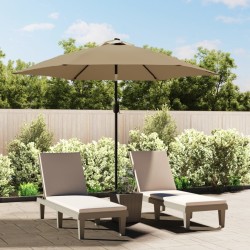Parasol d'extérieur avec poteau en métal 300 cm Taupe 