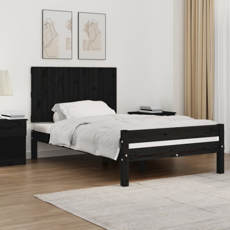 Tête de lit murale Noir 108x3x60 cm Bois massif de pin Tête de lit murale Noir 108x3x60 cm Bois massif de pin