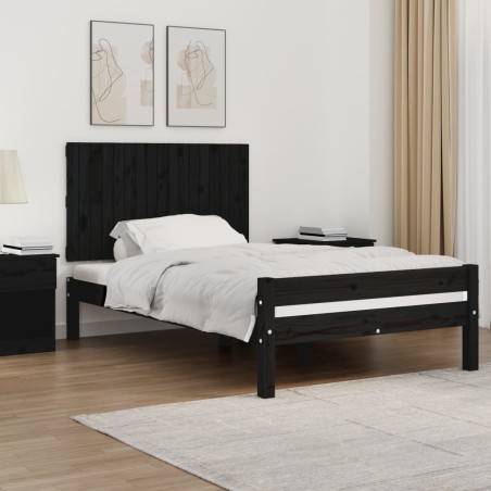 Tête de lit murale Noir 108x3x60 cm Bois massif de pin 