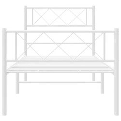 Cadre de lit métal sans matelas avec pied de lit blanc 90x190cm 