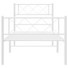 Cadre de lit métal sans matelas avec pied de lit blanc 90x190cm 