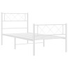 Cadre de lit métal sans matelas avec pied de lit blanc 90x190cm 