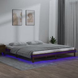 Cadre de lit à LED sans matelas 200x200 cm bois massif 