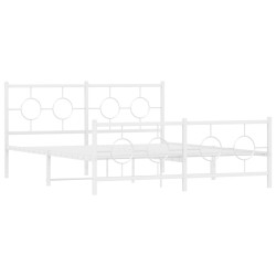 Cadre de lit métal sans matelas et pied de lit blanc 150x200 cm 