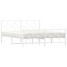 Cadre de lit métal sans matelas et pied de lit blanc 150x200 cm 