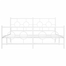 Cadre de lit métal sans matelas et pied de lit blanc 150x200 cm 
