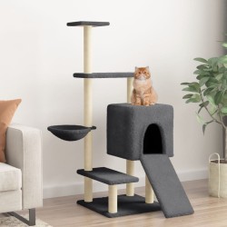 Arbre à chat avec griffoirs en sisal gris foncé 130,5 cm 