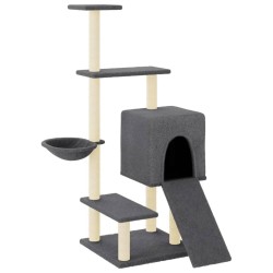 Arbre à chat avec griffoirs en sisal gris foncé 130,5 cm 
