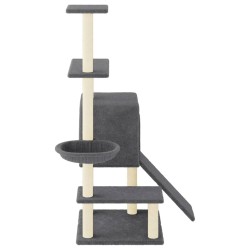 Arbre à chat avec griffoirs en sisal gris foncé 130,5 cm 