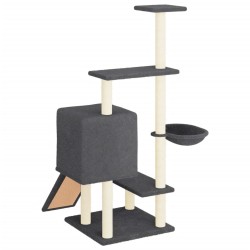 Arbre à chat avec griffoirs en sisal gris foncé 130,5 cm 