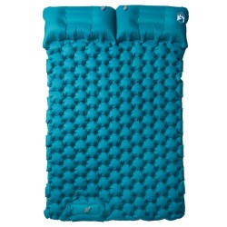 Matelas de camping autogonflant avec oreillers 2 personnes bleu 