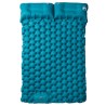 Matelas de camping autogonflant avec oreillers 2 personnes bleu 