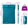 Matelas de camping autogonflant avec oreillers 2 personnes bleu 