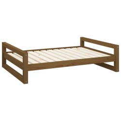 Lit pour chien Marron miel 105,5x75,5x28 cm Bois de pin solide 