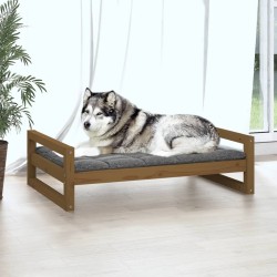 Lit pour chien Marron miel 105,5x75,5x28 cm Bois de pin solide 