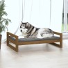 Lit pour chien Marron miel 105,5x75,5x28 cm Bois de pin solide 