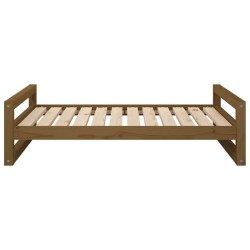 Lit pour chien Marron miel 105,5x75,5x28 cm Bois de pin solide 