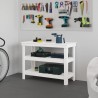 Banc de travail Blanc 110,5x50x80 cm Bois de pin massif 