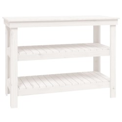 Banc de travail Blanc 110,5x50x80 cm Bois de pin massif 