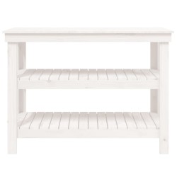 Banc de travail Blanc 110,5x50x80 cm Bois de pin massif 