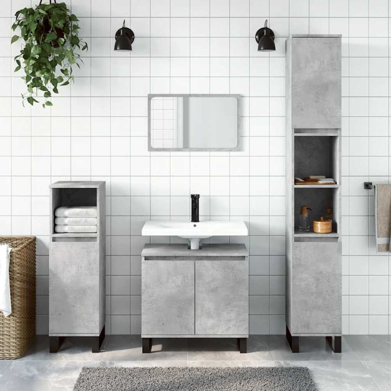 Armoire de bain gris béton 58x33x60 cm bois d'ingénierie Armoire de bain gris béton 58x33x60 cm bois d'ingénierie