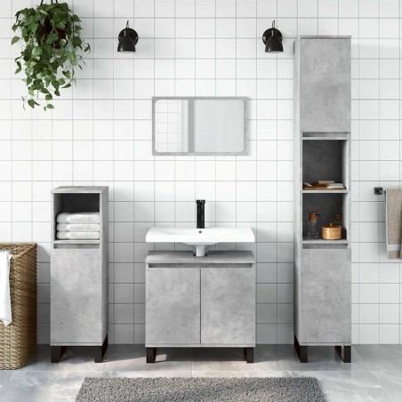 Armoire de bain gris béton 58x33x60 cm bois d'ingénierie 