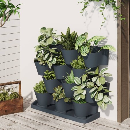 Ensemble de jardinières verticales 12 pcs Anthracite PP 