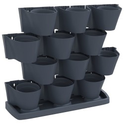 Ensemble de jardinières verticales 12 pcs Anthracite PP 