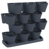 Ensemble de jardinières verticales 12 pcs Anthracite PP 