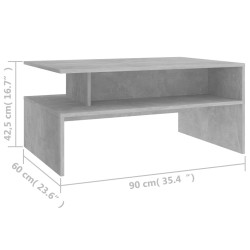 Table basse Gris béton 90x60x42,5 cm Bois d'ingénierie 