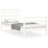 Cadre de lit sans matelas blanc bois massif 
