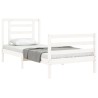 Cadre de lit sans matelas blanc bois massif 