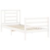 Cadre de lit sans matelas blanc bois massif 