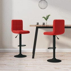 Tabourets de bar lot de 2 rouge bordeaux velours 