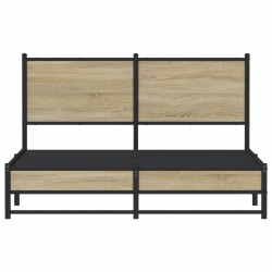 Cadre de lit en métal sans matelas chêne sonoma 150x200 cm 