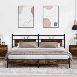 Cadre de lit en métal sans matelas chêne fumé 200x200 cm 
