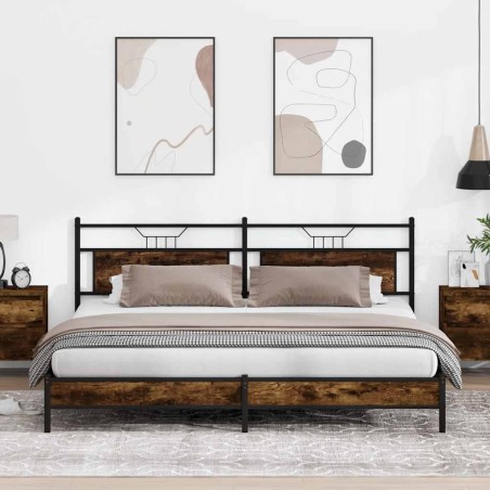 Cadre de lit en métal sans matelas chêne fumé 200x200 cm 