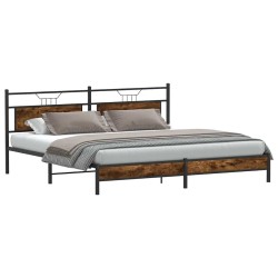 Cadre de lit en métal sans matelas chêne fumé 200x200 cm 