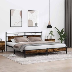 Cadre de lit en métal sans matelas chêne fumé 200x200 cm 