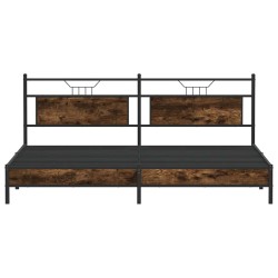 Cadre de lit en métal sans matelas chêne fumé 200x200 cm 