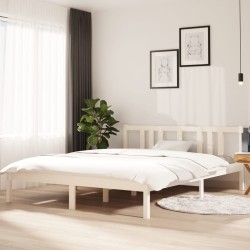 Cadre de lit sans matelas blanc bois massif 150x200 cm 