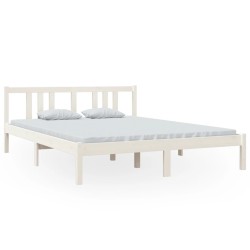 Cadre de lit sans matelas blanc bois massif 150x200 cm 