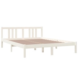 Cadre de lit sans matelas blanc bois massif 150x200 cm 