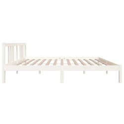 Cadre de lit sans matelas blanc bois massif 150x200 cm 