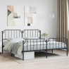 Cadre de lit métal sans matelas avec pied de lit noir 193x203cm 