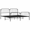 Cadre de lit métal sans matelas avec pied de lit noir 193x203cm 