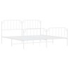 Cadre de lit métal sans matelas et pied de lit blanc 193x203 cm 